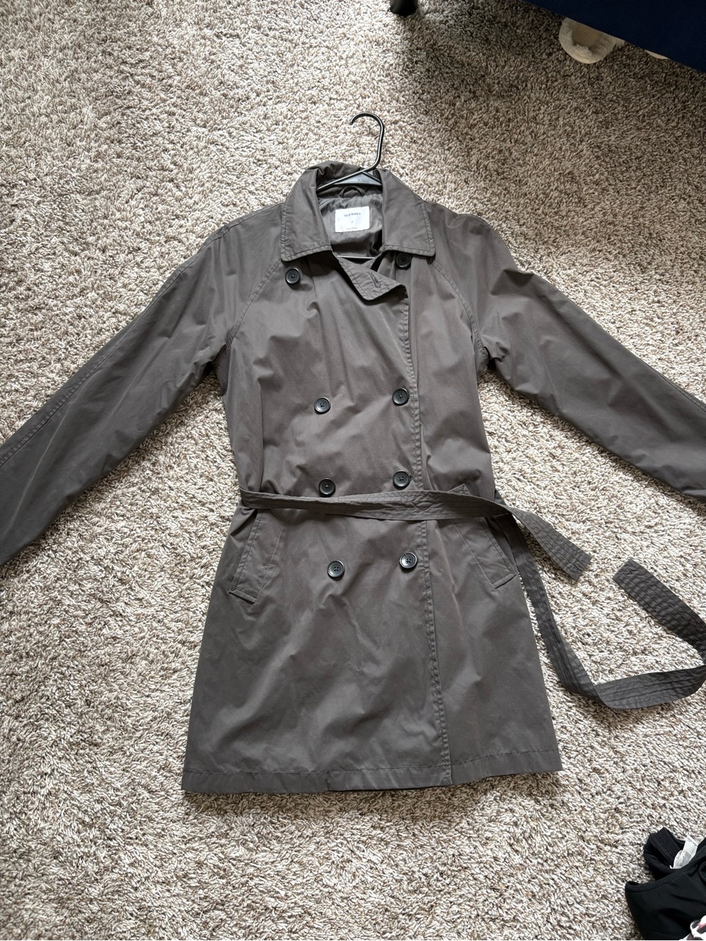Women's Double-Breasted Trench Coat in gray — Classic Belted Style